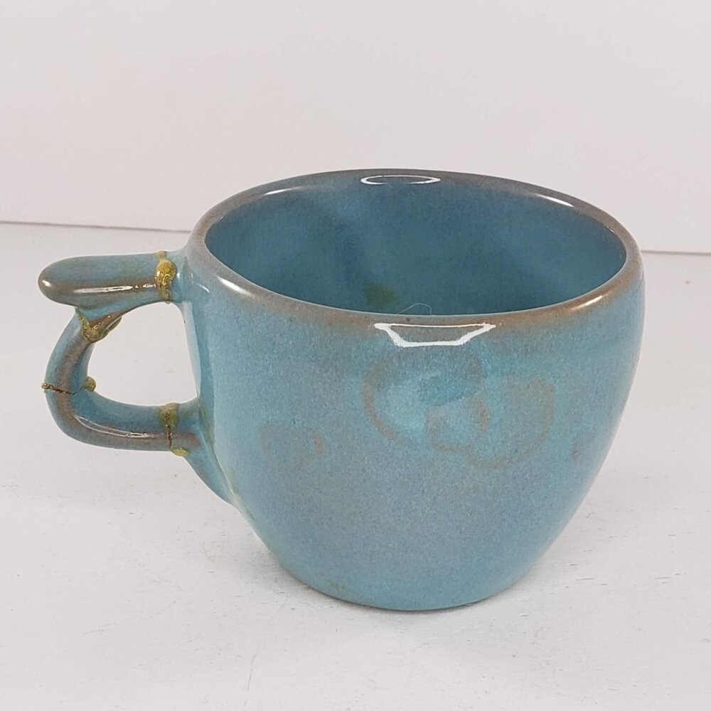 Vintage Frankoma Gracetone Orbit Aqua Blue Mug Cup *AS IS* Repaired